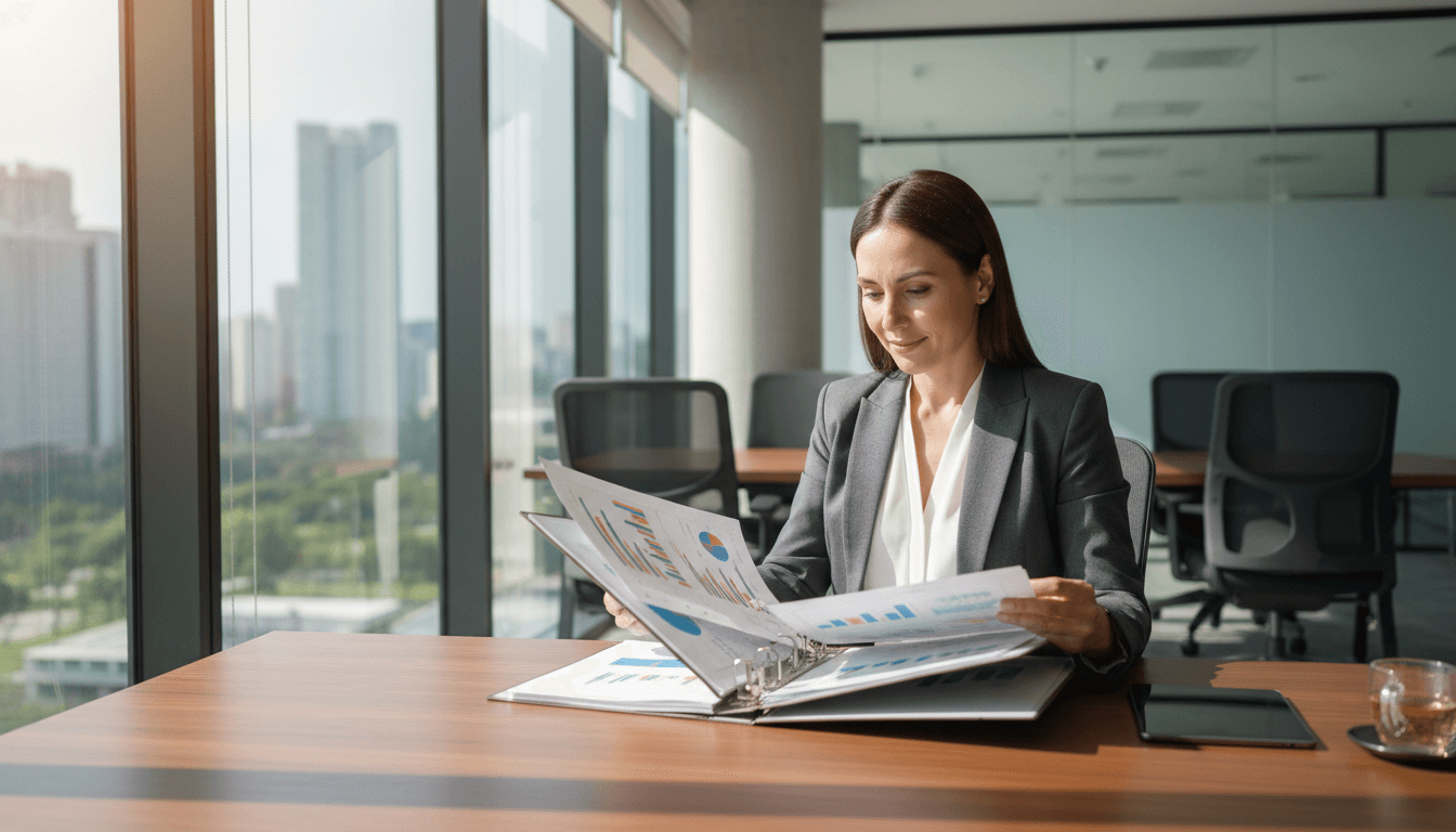 Neurodivergent leader in professional office environment working with clarity and confidence